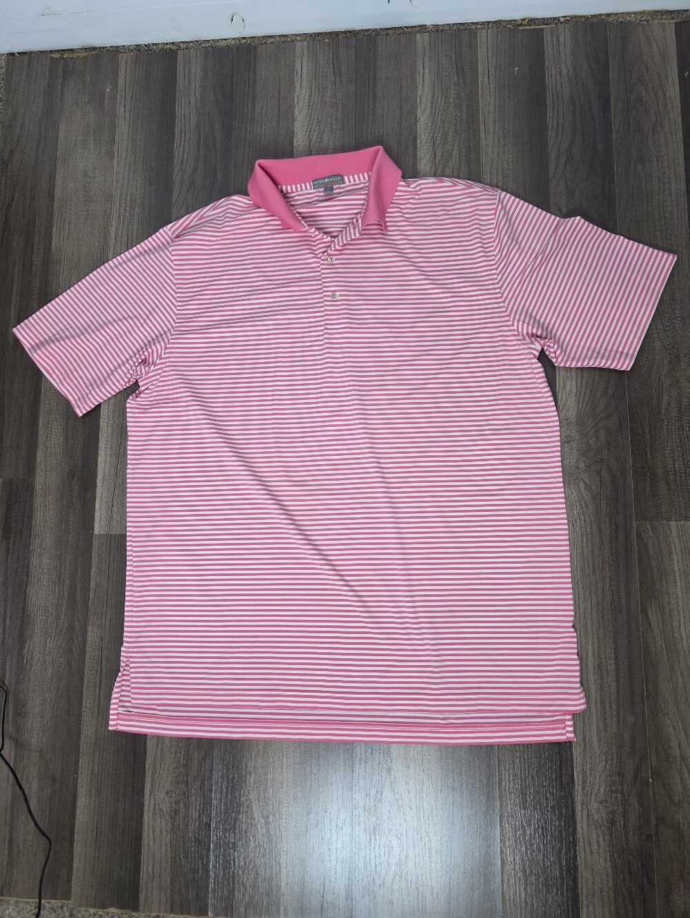 Peter Millar Performance Golf Polo Pink Micro Stripe Stretch Summer Comfort. XL